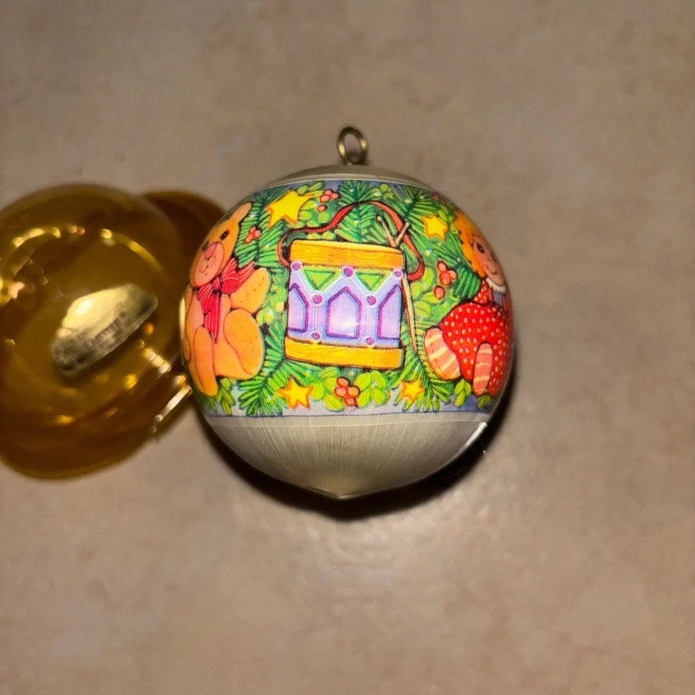 Vintage 1979 Current Inc. Satin Ball Christmas Ornament Santa Clause Teddy Bear - Picture 4 of 8